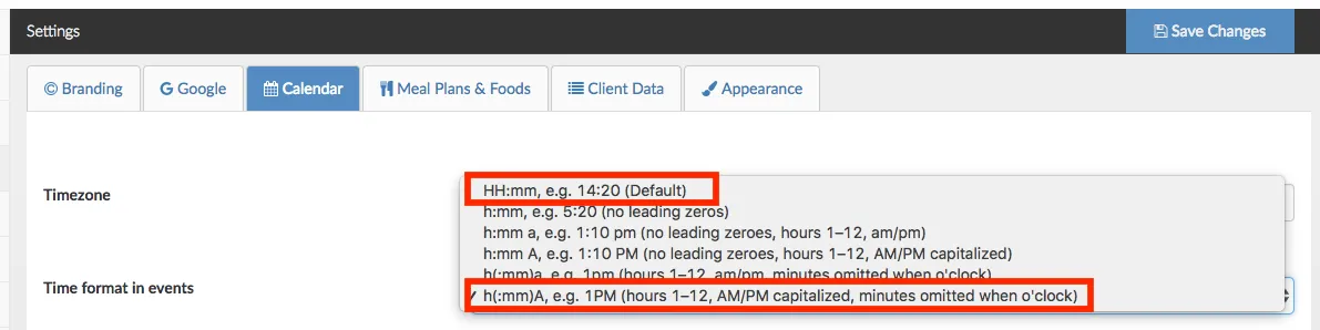 options for time in appointments